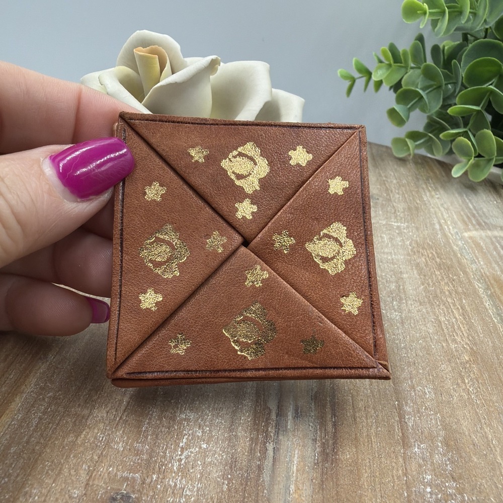 Handmade Moroccan Leather Coin Purse Disney World Vtg